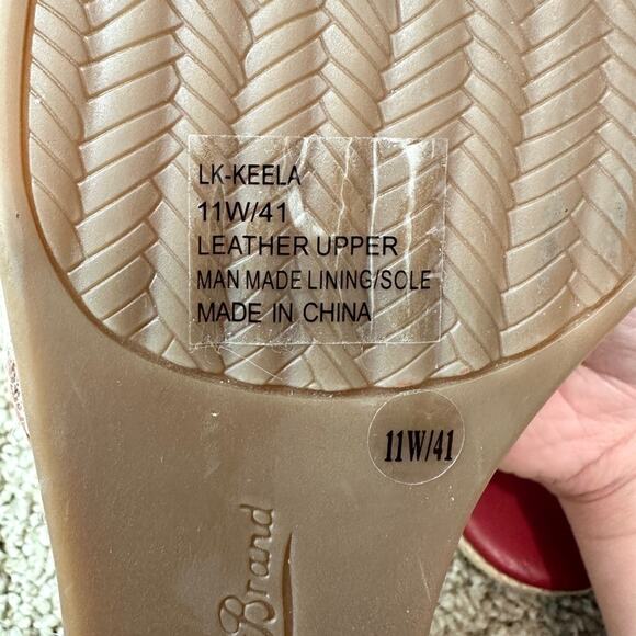 LUCKY BRAND | Keela Red Leather Espadrille Wedge Sandals | Womens 11 - Picture 4 of 4
